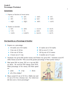 Grade 8 Percentages Worksheet - Math Exercises