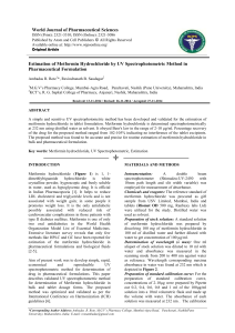 UV Spectrophotometric Method for Metformin Hydrochloride Estimation
