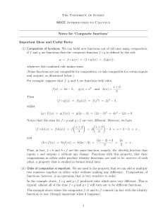 University of Sydney Calculus MOOC: Composite Functions Notes