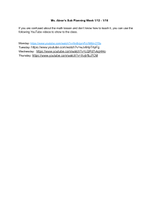 Ms. Abrar's Math Sub Plan Week 1/12-1/16