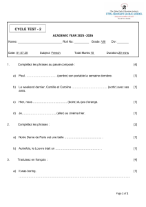 Test de fran&ccedil;ais Cycle 2 - 8e ann&eacute;e 2025-2026