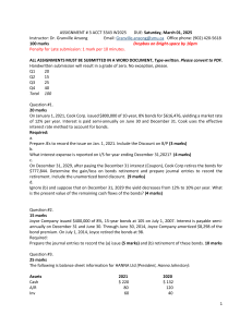 ACCT 3343 Assignment 3: Bond Accounting & Financial Statements