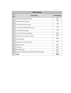 Biotechnology Core Areas Syllabus