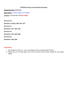 Calculus Assignment 3: Exercises from Thomas Calculus 14th Ed