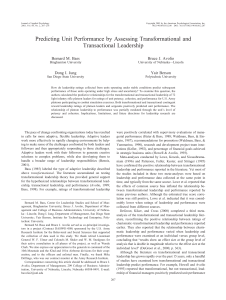 Predicting Unit Performance: Transformational vs Transactional Leadership