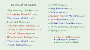 Learning From Data Course Outline - Machine Learning Topics