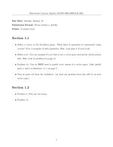 Linear Algebra Homework 1 MATH 3090/6090 Fall 2025