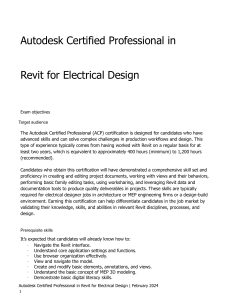 Autodesk Certified Professional Revit Electrical Design Exam Outline