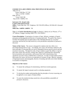 Principles of Reasoning Syllabus Spring 2026