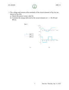 EE201 Homework #1: Circuit Power & Energy Problems