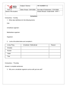 Grade 6 Science Homework 02: Cells & Organisms