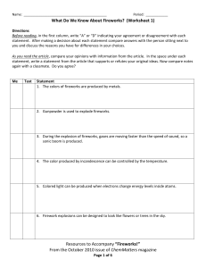 Fireworks Chemistry Worksheet: Pre-Reading Activity