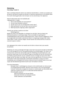 Marketing Hoorcollege 1: Wat is marketing?