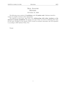 MIT Real Analysis Midterm Exam