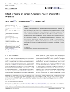 Effect of Fasting on Cancer: Scientific Review
