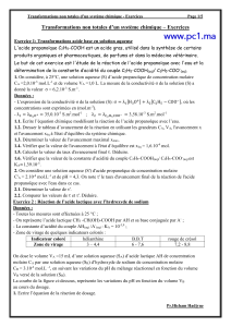 Exercices sur les transformations non totales en chimie