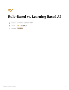 Rule-Based vs. Learning Based AI: Course Notes