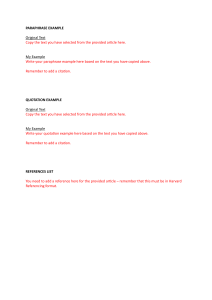 Academic Writing Template: Paraphrase & Quotation Examples