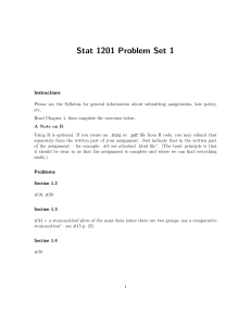 Stat 1201 Problem Set 1: Statistics Exercises