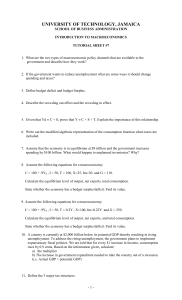 Macroeconomics Tutorial Sheet #7 Questions