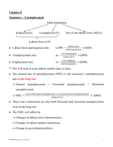 Chapter 8 Unemployment Summary Lecture Notes