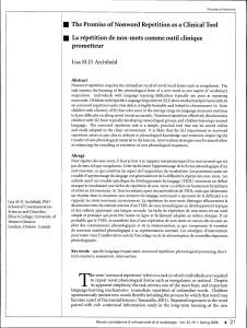 Promise of Nonword Repetition as Clinical Tool