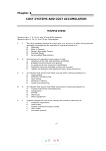 Chapter 4: Cost Systems and Cost Accumulation