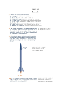 MEEN 315 Homework 1: Engineering Unit Conversions & Physics
