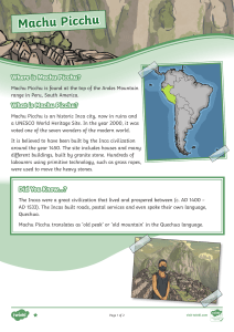 Machu Picchu Facts for Kids