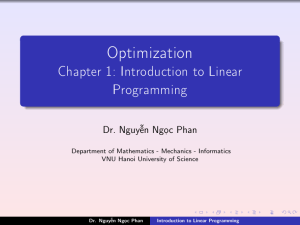 Introduction to Linear Programming - Chapter 1
