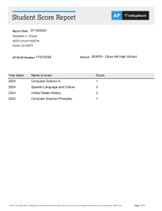 AP Student Score Report - Sebastian Chavez 2024
