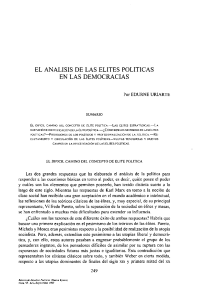 An&aacute;lisis de las &eacute;lites pol&iacute;ticas en democracias