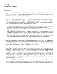 CSE 102 Final Review Problems - Computer Science Algorithms