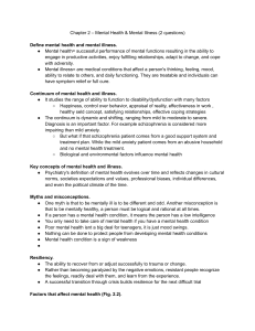 Chapter 2: Mental Health & Mental Illness