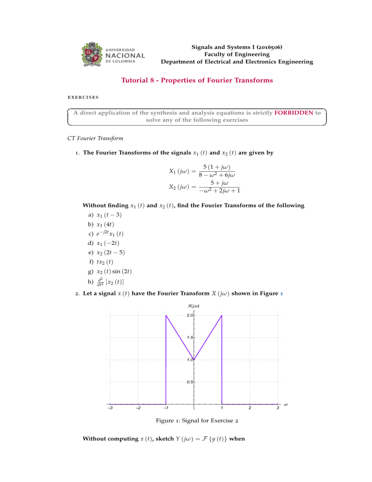 Tutorial 8: Properties of Fourier Transforms - Signals and Systems