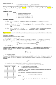 Math Lecture 4.1: Summation Process using Sigma Notation