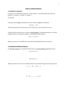 Math 10 Arithmetic Sequences: Introduction & Practice