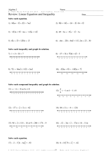 Algebra 2 Worksheet: Linear Equations & Inequalities