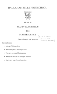 2011 Baulkham Hills High School Year 10 Maths Exam