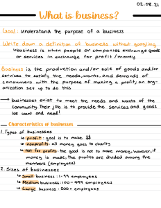 What is Business? Lesson Plan