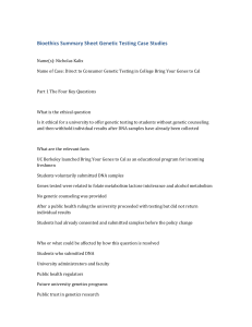 Bioethics Summary Sheet: Genetic Testing Case Studies