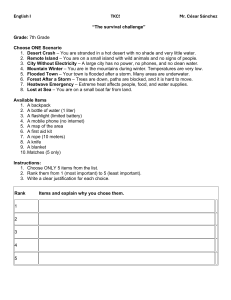 7th Grade Survival Challenge Worksheet