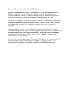 Summary of Experience and Education by John Dewey