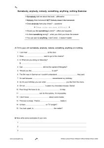 English Grammar: Indefinite Pronouns Exercise