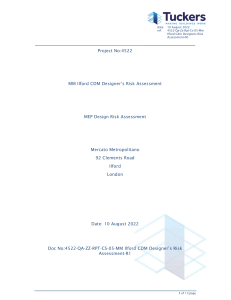 MM Ilford CDM Designer&rsquo;s Risk Assessment - MEP Design