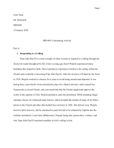 HRE4M1 Culminating Activity: Pope John Paul II Analysis