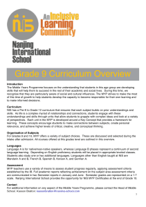 Grade 9 Curriculum Overview - Nanjing International School