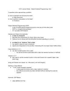 CS11 OOP Intro Lecture Notes: Classes, Objects, Encapsulation