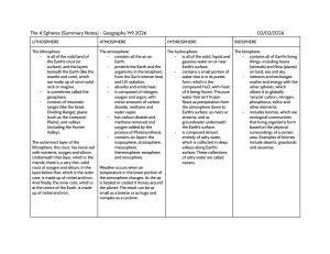 The 4 Spheres Summary Notes - Geography Yr9