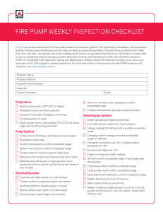 NFPA Fire Pump Weekly Inspection Checklist